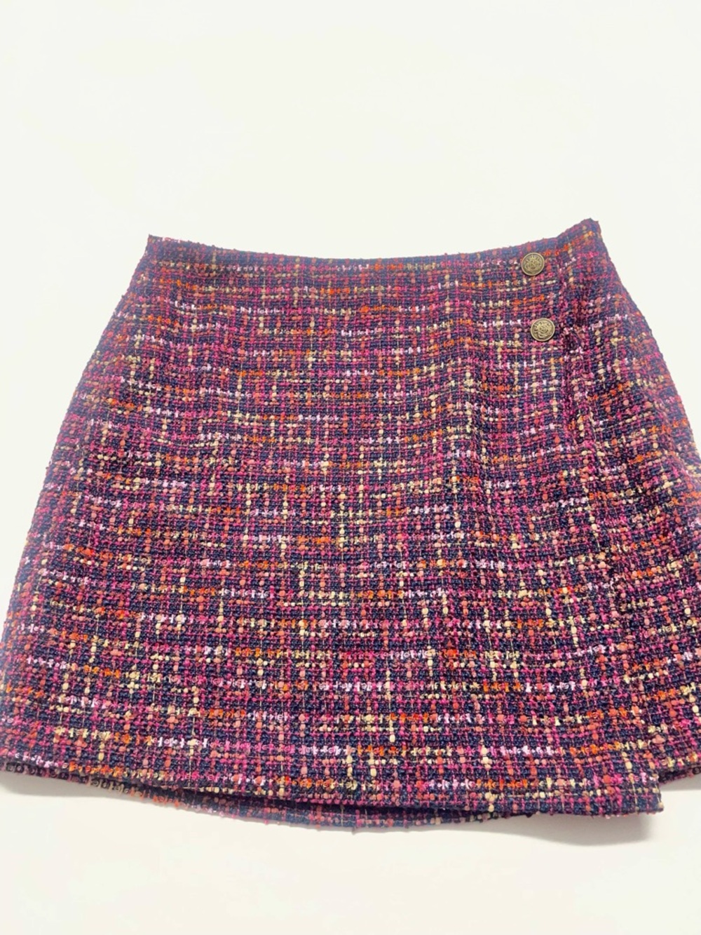 LOFT NWT Bouclé Tweed Skirt Size 10 Pink Navy Lined Career Classic